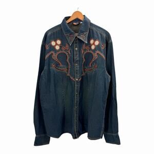 Vintage Martini Ranch Embroidered Studded Rodeo Western Shirt Womens XL